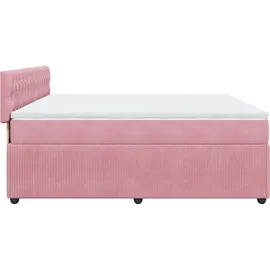 vidaXL Boxspringbett mit Matratze Rosa 180x200 cm Samt