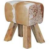 KADIMA DESIGN Turnbock Sitzhocker Ziegenfell 40 x 30 x 47 cm Braun/Weiß