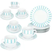 Mambocat 18tlg Kaffeeservice Split türkis Porzellan Tasse Untertasse Teller