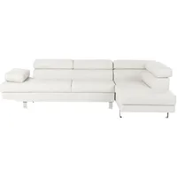 Beliani 5-Sitzer Ecksofa Kunstleder weiß linksseitig NORREA