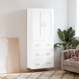 vidaXL Highboard Hochglanz-Weiß 69,5x34x180 cm Holzwerkstoff