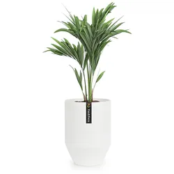 Almere Blumentopf Polystone pflanzenfreundlich handgemacht rundWeiß, matt