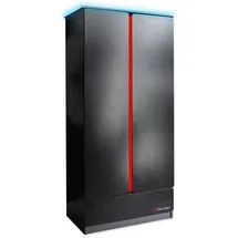 X Rocker Carbon-Tek Kleiderschrank mit 2 Türen, Schublade und LED-Beleuchtung - grau/rot