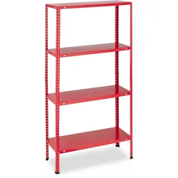 Relaxdays Schwerlastregal, 2er Set, Traglast 160 kg, 4 Ebenen, HBT 147,5x75,5x30,5 cm, Keller & Garage, Metallregal, rot