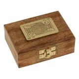 Spielkartenbox mit Skat-Karten ca. 11 x 8 x 4 cm Mango-Holz Messing