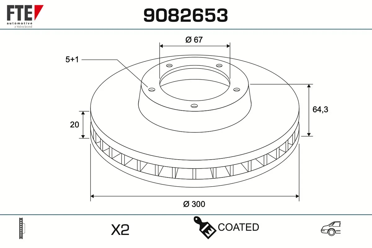 FTE Bremsscheibe 9082653 Hinterachse belüftet 300mm 20mm für BMW (BRILLIANCE)