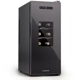 Klarstein Weinkühlschrank Silent Vino 12 Uno Slim, für 12 Standardflaschen á 0,75l,Wein Flaschenkühlschrank Weintemperierschrank Weinschrank Kühlschrank schwarz