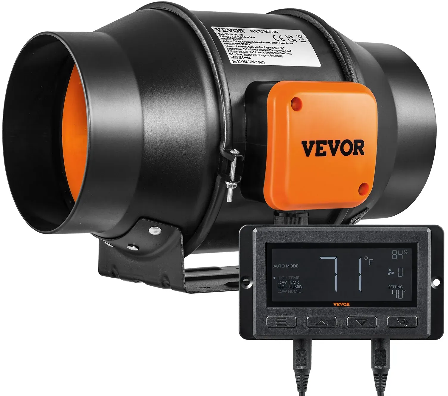 VEVOR 38W Rauchabzug Rohrventilator Abluftventilator Inline-Kanalventilator