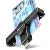 AXAGON CRE-SMPC USB-C Smart card/ID card PocketReader USB Typ-C, Schwarz, 9 g