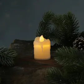 MARELIDA LED Mini Kerze gelb flackernd für Laterne H: 6cm inkl. Batterien beige