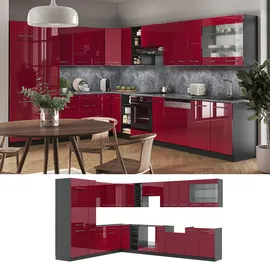 Vicco Winkelküche L-Form 257 x 347 cm Bordeaux Hochglanz