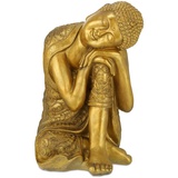 Relaxdays Buddha Figur Garten, wetterfest & frostsicher, XL Gartenbuddha ruhend, Gartenfigur, HBT: 61 x 37 cm,