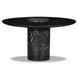 Casa Padrino Luxus Couchtisch Schwarz Ø 75 x H. 34 cm - Runder Marmor Wohnzimmertisch mit Furnier Tischplatte - Wohnzimmer Möbel - Luxus Möbel - Marmor Möbel - Luxus Einrichtung