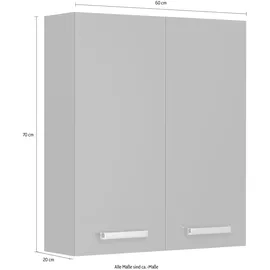 Saphir Hängeschrank SAPHIR "Quickset Wand-Badschrank 60 cm breit mit 2 Türen und 2 Einlegeböden", grau (anthrazit, anthrazit glanz), B:60cm H:70cm T:20cm, Holzwerkstoff, Schränke, Hängeschrank, Badezimmer-Hängeschrank inkl. Türdämpfer, Griffe in Chrom Glanz