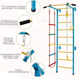 Costway Kletterwand Sprossenwand 107 x 83 x 223 cm Blau/Gelb
