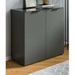 Inn.Furn Kommode grau 90 cm mit Glasauflage und Soft-Close Riano