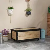 Outsunny Gartenbox Holz Auflagenbox 121L Aufbewahrungsbox mit Rollen für Balkon