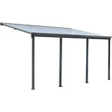 Aileenstore Terrassenüberdachung Aluminium 618 cm als Bausatz Sichtschienen und Hohlkammerplatten Grau