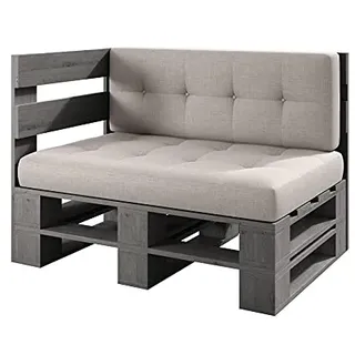 sunnypillow palettenmöbel Europaletten Indoor und Outdoor - Lounge gartenmöbel Holz gartenmöbel Set Lounge möbel Terrasse Balkon loft Stil Paletten Palette (Grau Eckbank 120x60cm Höhe: 30cm)