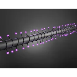 Konstsmide LED Globelichterkette, runde Dioden, 80 purpurfarbene Dioden, 24V Außentrafo, schwarzes Kabel