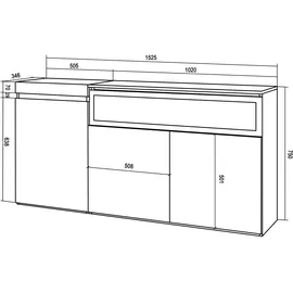 SKRAUT HOME Dielenschrank 150x35x75cm schwarz