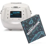 Reishunger Digitaler Reiskocher, Grau (860W/1,5l) für bis zu 8 Personen, Multikocher mit 12 Programmen, Timer- und Warmhaltefunktion inkl. Reishunger - Grau
