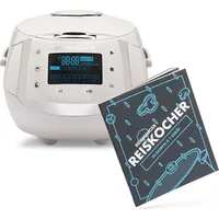 Reishunger Digitaler Reiskocher, Grau (860W/1,5l) für bis zu 8 Personen, Multikocher mit 12 Programmen, Timer- und Warmhaltefunktion inkl. Reishunger - Grau