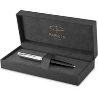 Parker 51 Kugelschreiber | Schwarzer Schaft mit Chromfarbenen Zierteilen | Mittlere Schreibspitze mit Schwarzer Nachfüllmine | Geschenkbox