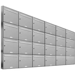AL Briefkastensysteme 22 Fächer Premium Edelstahl Wand Briefkasten Anlage für Post A4, modern, robust und wetterfest, Artikelnummer: 331T22EA6