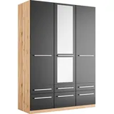 Priess Kleiderschrank PRIESS "Schrank Garderobe Wäscheschrank Barcelona in 5 Breiten", schwarz (astkernbuche, schwarz), B:140cm H:193cm T:54cm, Holzwerkstoff, Schränke, Kleiderschrank, viel Stauraum, geräumige Schubkästen, mit Spiegel, MADE IN GERMANY