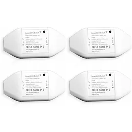 Meross Schalter Universal WiFi Switch Fernbedienung Sprachsteuerung mit Alexa, Google Assistant und SmartThings, DIY Smart Home elektrische Haushaltsgeräte, 2500 W, 4 Stücke