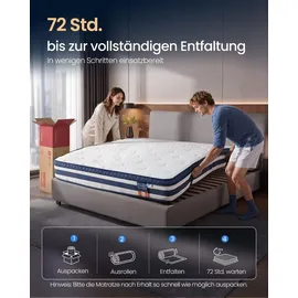 VASAGLE 7-Zonen Taschenfederkernmatratze 180 x 200 cm H3