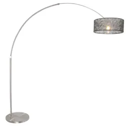 Stehleuchte Bogenstehleuchte Bogenlampe Höhenverstellbar Textil schwarz E27