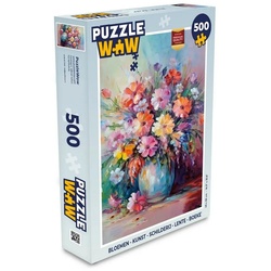 MuchoWow Puzzle Blumen – Kunst – Malerei – Frühling – Blumenstrauß, 500 Puzzleteile, Foto-Puzzle, Bilderrätsel, Puzzlespiele, Spielzeug bunt