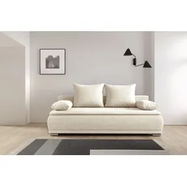 werk2 Schlafsofa WERK2 "Biggi komfortabel & elegant, Schlaffunktion, Bettkasten, Breite 206 cm", beige (creme), B:206cm H:88cm T:91cm, 100% Polyester, Sofas, Schlafsofa, inkl. losen Kissen, Struktur fein, weich BREEZE, Creme