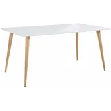 loft24 Esstisch Canton, Tischplatte in Hochglanz, Beine in Holzoptik, Breite 160 cm weiß