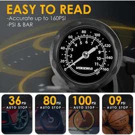 luxuskollektion Fahrradpumpe mit Manometer alle Ventile Standluftpumpe 160PSI