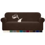Granbest Stretch Wasserdicht Sofabezug 1 Stück Sofahusse Spandex Jacquard Elastische Couchbezug mit Anti-Rutsch-Schaumstoffe (4 Sitzer, Schokolade)