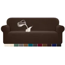 Granbest Stretch Wasserdicht Sofabezug 1 Stück Sofahusse Spandex Jacquard Elastische Couchbezug mit Anti-Rutsch-Schaumstoffe (4 Sitzer, Schokolade)