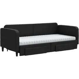 vidaXL Tagesbett Ausziehbar mit Schubladen Schwarz 90x190 cm Stoff