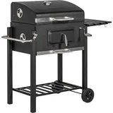 Grillwagen Holzkohlegrill Bbq Standgrill Edelstahl Schwarz 113x65x108cm Für Garten & Terrasse