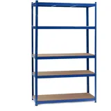 XPOtool Wiltec Schwerlastregal 100x50x204cm, 200kg/Ebene, Steckregal blau, Lastenregal mit 5 Ablagen, Werkstattregal