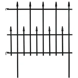 Relaxdays Beetzaun Metall, HxB: 71 x 247 cm, Garten Beeteinfassung zum Stecken, 4 Zaunelemente, Gotik Design, schwarz