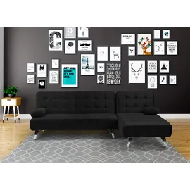 Mendler Schlafsofa HWC-K22, Couch Ecksofa Sofa, Liegefläche links/rechts Schlaffunktion 236cm ~ Samt schwarz