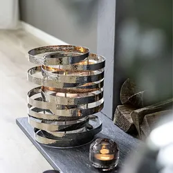 Mirage Ring Windlicht mit Glas - gehämmertes Design