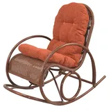 Schaukelstuhl Rattan mit Kissenauflage Braun/Terra  Schaukelsessel Relaxsessel