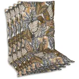 Sesselauflagenset, Braun, Creme, Lila, Schwarz, Kupfer, Textil, 4-teilig, Blätter, Füllung: Schaumstoff, Vlies, 50x9x120 cm, Made in Germany, hochwertige Qualität, Outdoor-Kissen, Gartenstuhlauflagen, Hochlehner-Auflagen