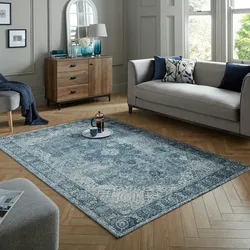 Kadima Design Vielseitiger Vintage Teppich `Coquet Tara`. Farbe: Blau, 200x290 cm