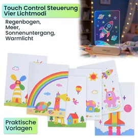 ideoon diy 2er-Set Kreative LED Acryl Maltafel für Kinder: Kabellose DIY Lampe mit Akku & 7 Buntstifte