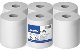 profix® softy Putztuchrolle, 36 x 22 cm, 2-lagig, hochweiß, Zellstoff, Soft-Tissue, perforiert, 1 Paket = 6 Rollen à 500 Abrisse